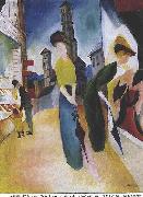 August Macke, Two women in front of a hat shop